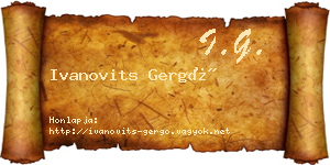 Ivanovits Gergő névjegykártya